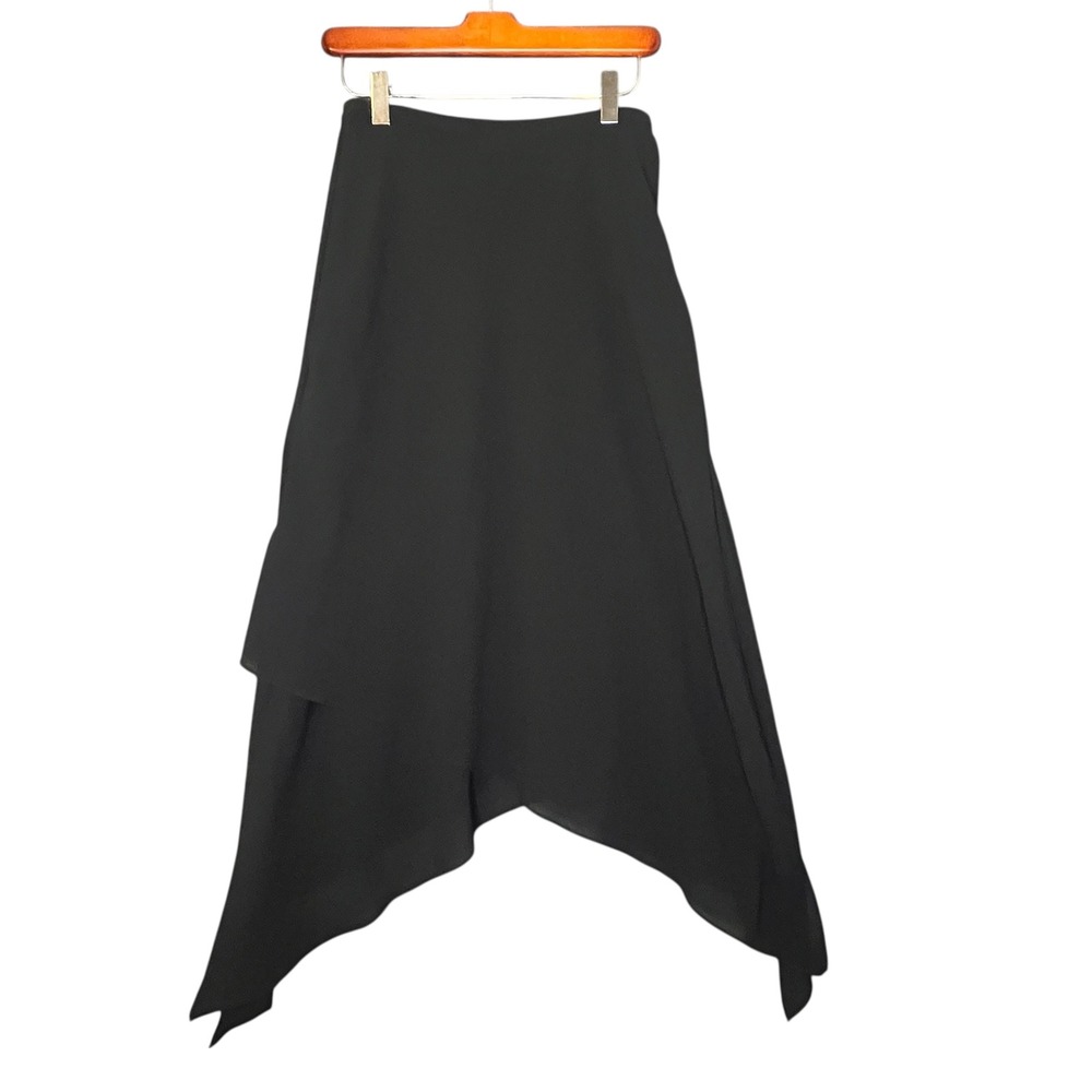 Dressbarn Black Asymmetrical Midi Skirt Size 8‎ Whimsigoth Witchy Fairy Grunge